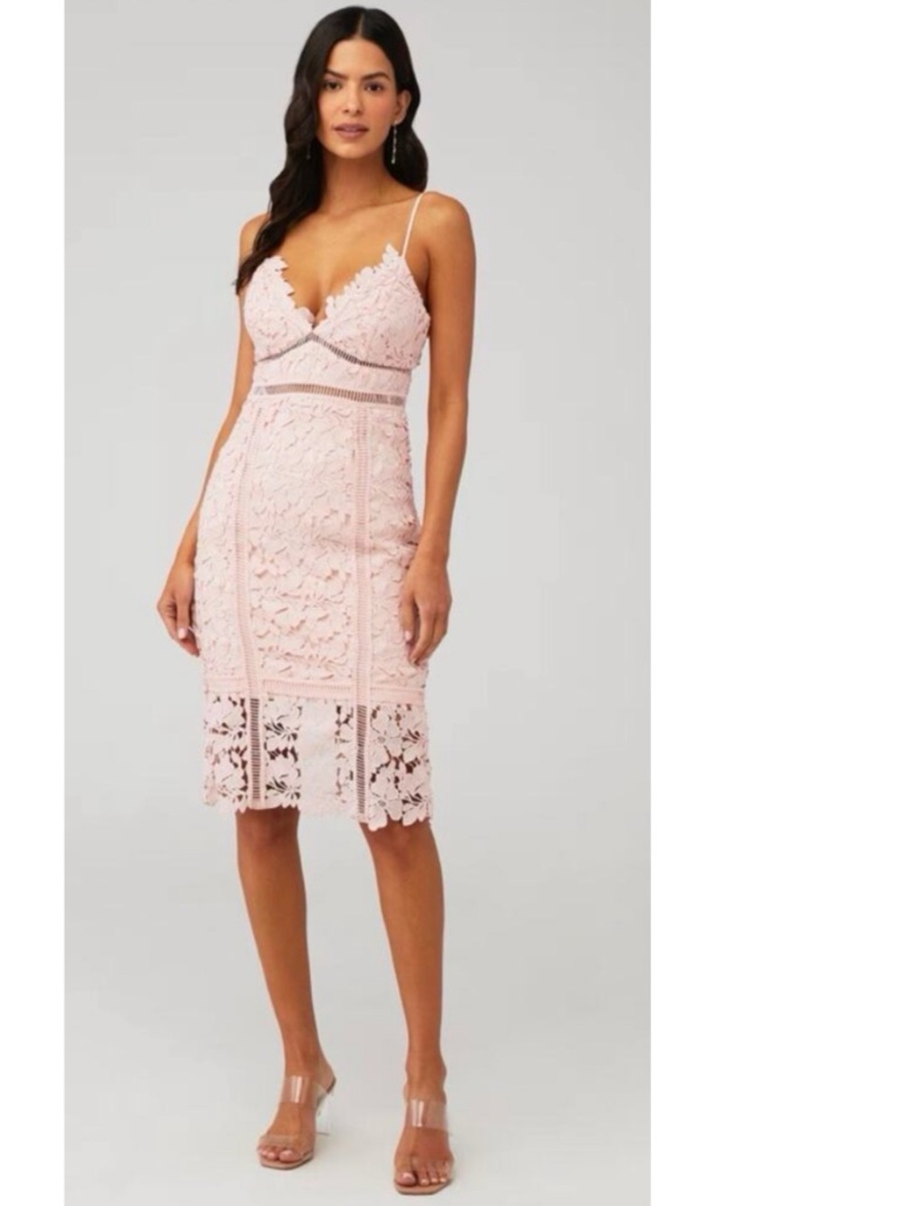 Bardot Botanica Lace Cutout Dress blush Pink Sz 6 weeding chic feminine crochet